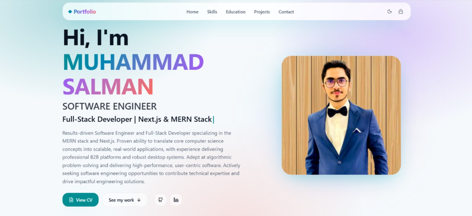 Dynamic Developer Portfolio & Headless CMS project interface screenshot