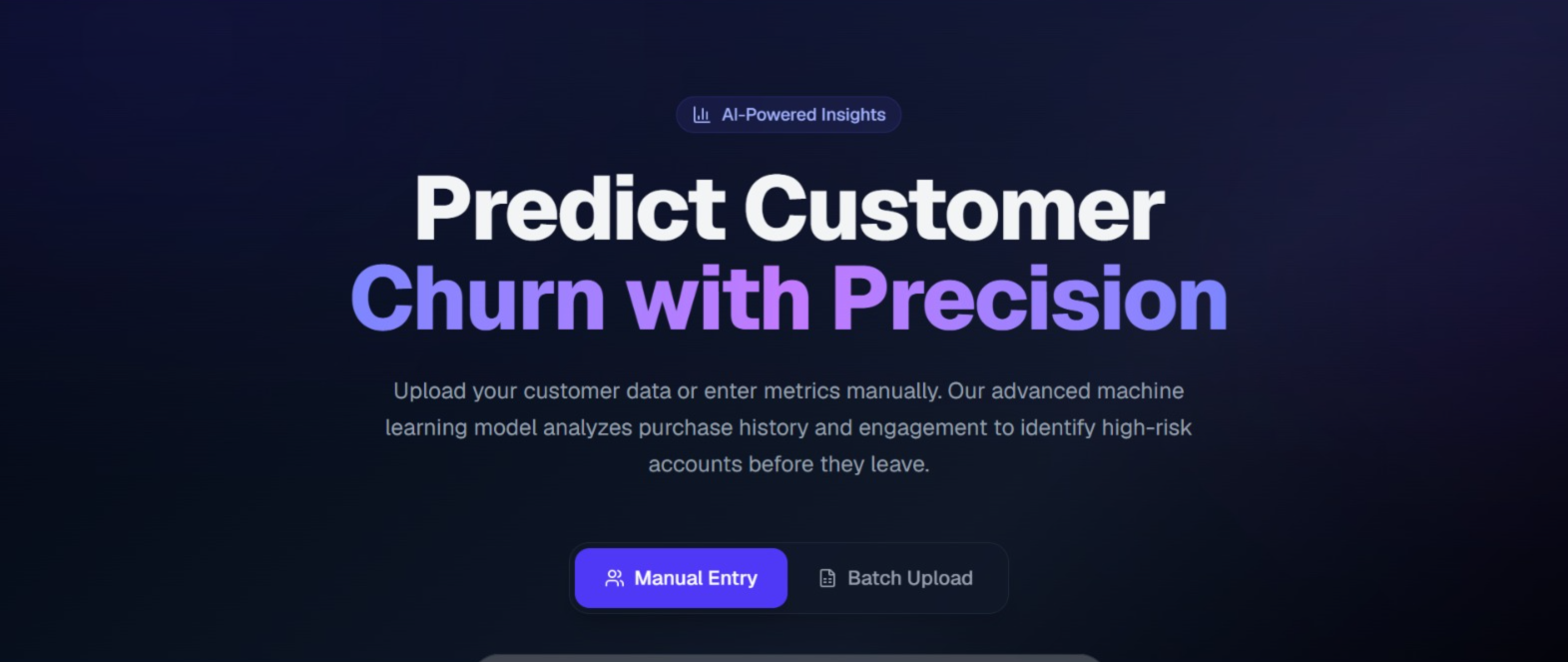 E-Commerce Churn Predictor project interface screenshot